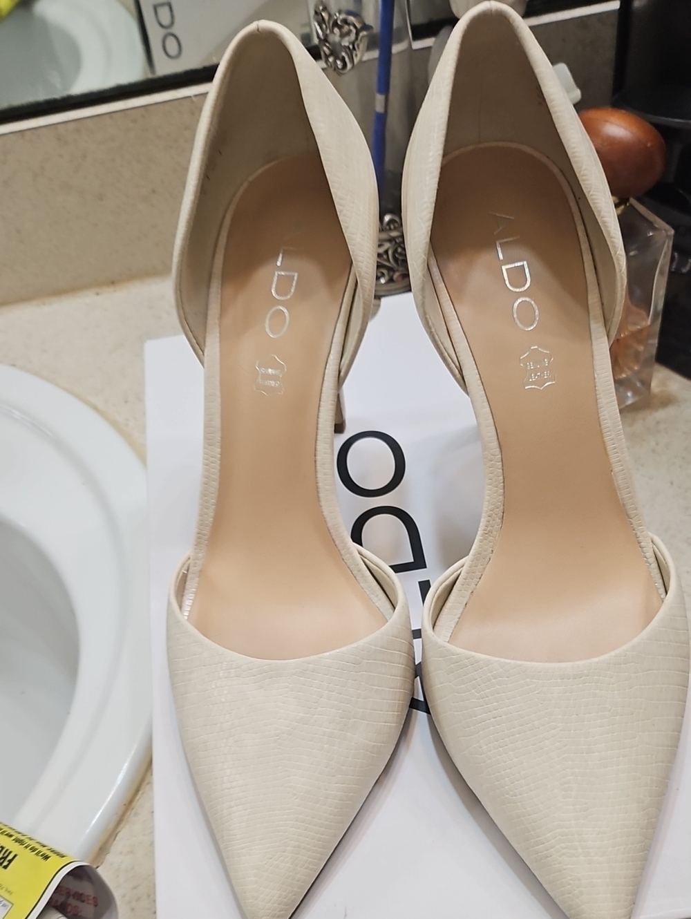 ALDO Cream Pointed-Toe D'Orsay Heels